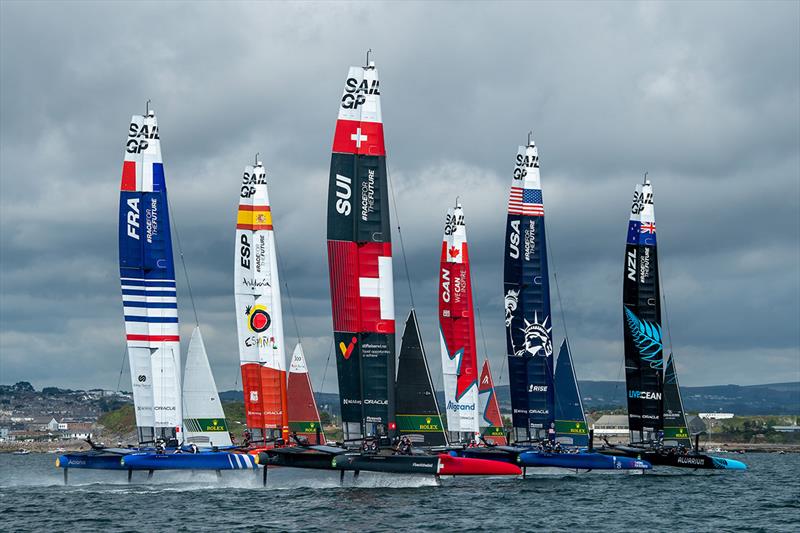 The Fleet on Race Day 1 of the Great Britain Sail Grand Prix | Plymouth in Plymouth, England - photo © Ricardo Pinto for SailGP