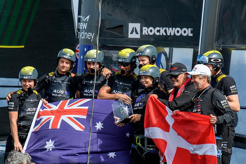 Crown Princess Mary of Denmark gets behind the wheel of The Australia SailGP Team in ‘royal race' at ROCKWOOL Denmark Sail Grand Prix photo copyright Ricardo Pinto for SailGP taken at  and featuring the  class