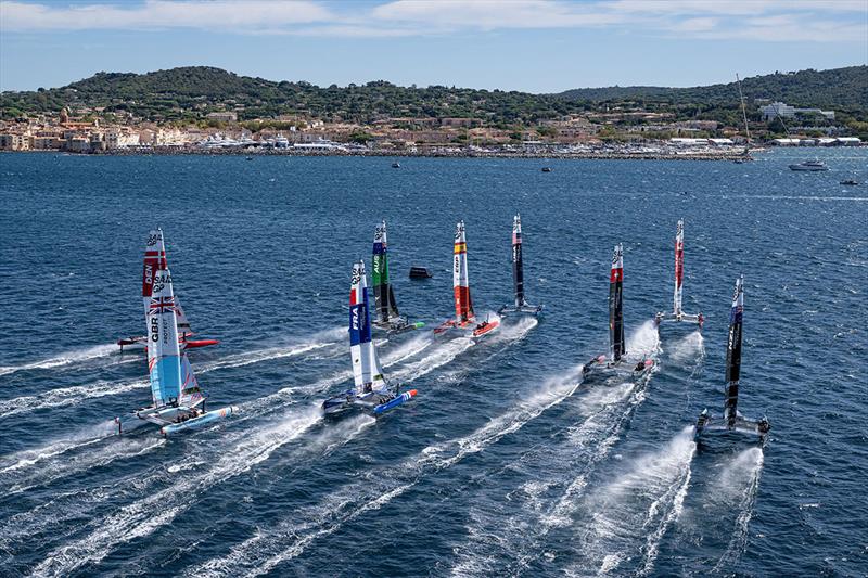 The SailGP F50 catamaran fleet on Race Day 1 of the Range Rover France Sail Grand Prix in Saint Tropez, France - photo © Jon Buckle for SailGP