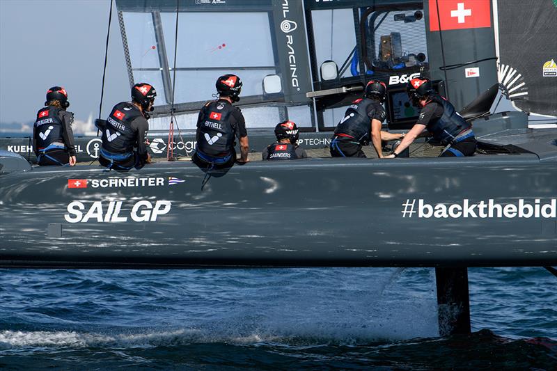 Switzerland SailGP Team in action during a practise race ahead of the Spain Sail Grand Prix in Cadiz, Andalusia, Spain photo copyright Ricardo Pinto for SailGP taken at  and featuring the  class