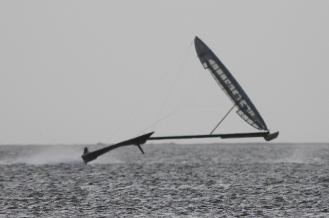 VESTAS SAILROCKET is the fastest sailing ‘boat’ with a run of 47.4 knots over 500 metres before going airborne photo copyright H Darvelid / Sailrocket taken at  and featuring the Sailrocket class