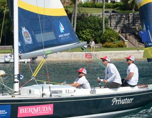 Taylor Canfield, Rod Dawson, Dan Morris and Hayden Goodrick - Crews prepare for their practice time in the classic IOD sloops uned for the Argo Group Gold Cup, Stage 5 of the Alpari World Match Racing Tour. - photo ©  Talbot Wilson / Argo Group Gold Cup http://www.argogroupgoldcup.com/