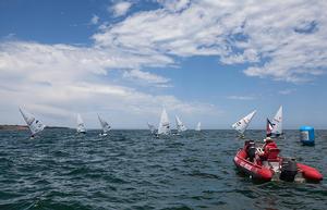 Course shortened as the wind dies during the Mens Laser Medal Race. - 2014 ISAF Sailing World Cup, Melbourne photo copyright  John Curnow taken at  and featuring the  class