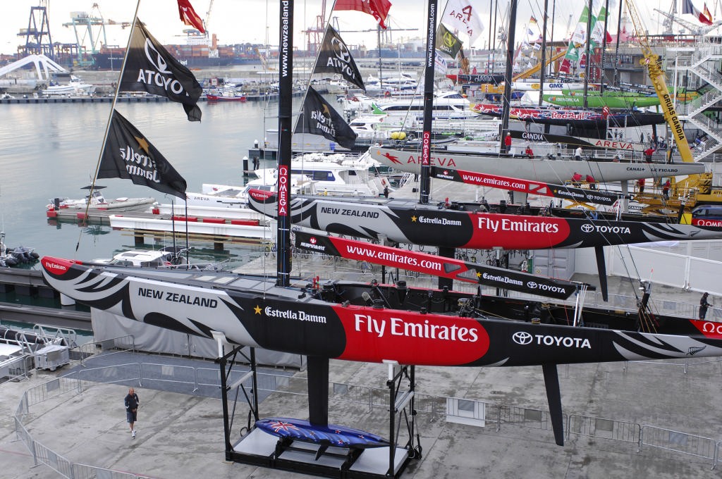 NZL-92 and NZL-84 at Emirates Team NZ Unveiling photo copyright Emirates Team New Zealand / Photo Chris Cameron ETNZ  taken at  and featuring the  class