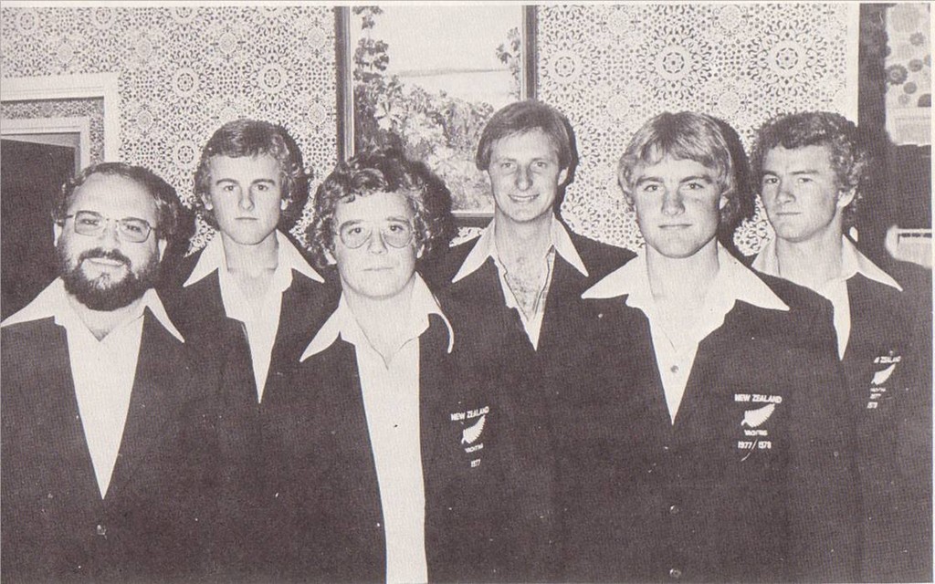 1977/78 Worlds OK Team (from left) Rod Pascoe, Manager; Rick Dodson, John Moyes; John Welson; Leith Armit and Tom Dodson. Armit finished second in the Worlds and Rick Dodson sixth. Both Dodsons became America's Cup winners photo copyright Richard Gladwell  taken at  and featuring the  class