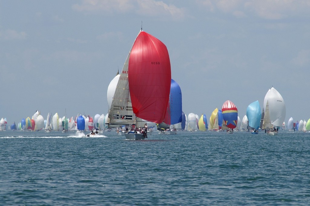 Sailing - Skandia Geelong Week  2008 - Geelong(VIC)- Spinnakers coming down the channel.  &copy; Teri Dodds http://www.teridodds.com
