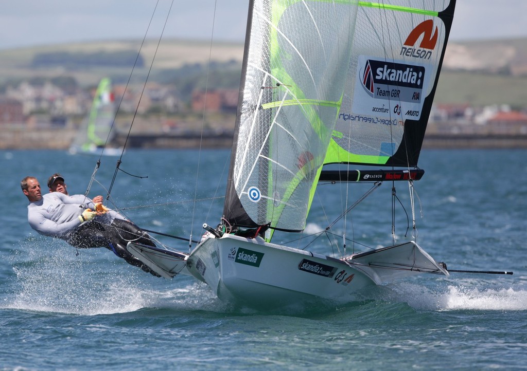 Chris Draper and Peter Greenhalgh from Great Britain racing in the 49er class on day 3 of the Skandia Sail for Gold Regatta, in Weymouth - photo © onEdition 