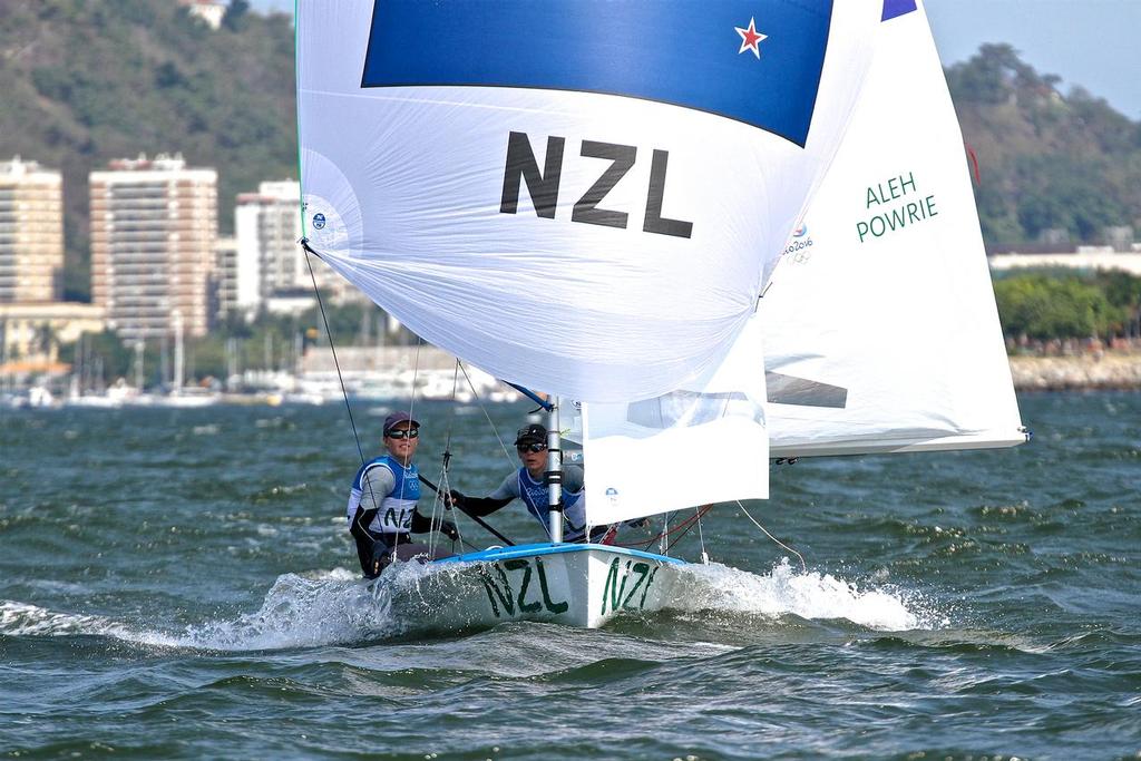 Jo Aleh and Polly Powrie on their way to winning the Silver medal - 2016 Sailing Olympics - photo © Richard Gladwell www.photosport.co.nz