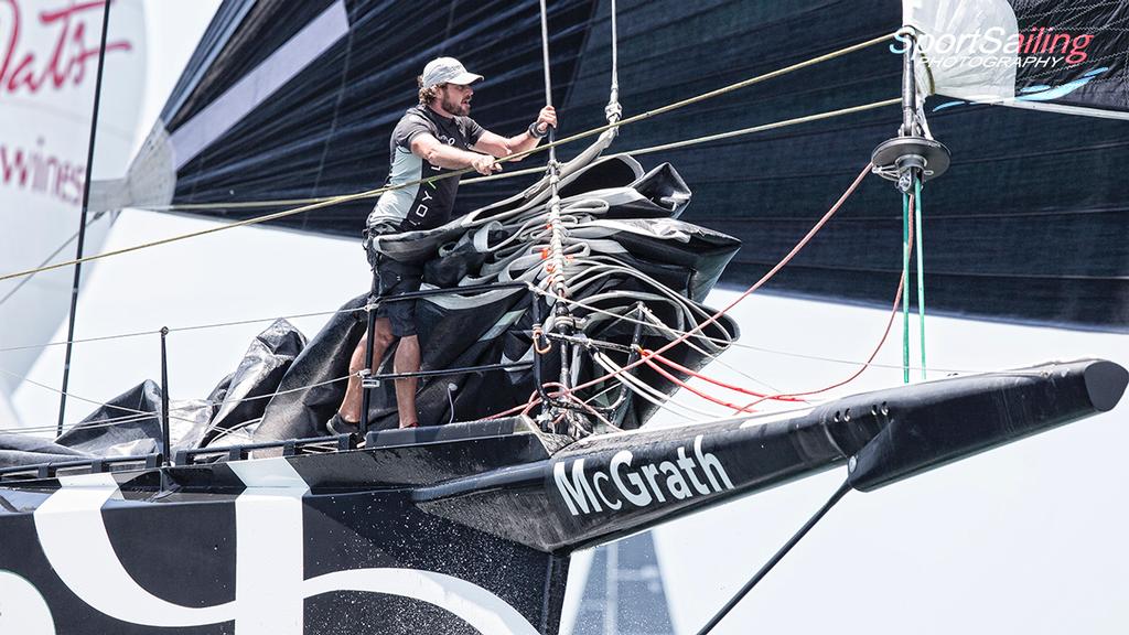 Up on the pointy end with Perpetual Loyal. - SOLAS Big Boat Challenge photo copyright Beth Morley - Sport Sailing Photography http://www.sportsailingphotography.com taken at  and featuring the  class