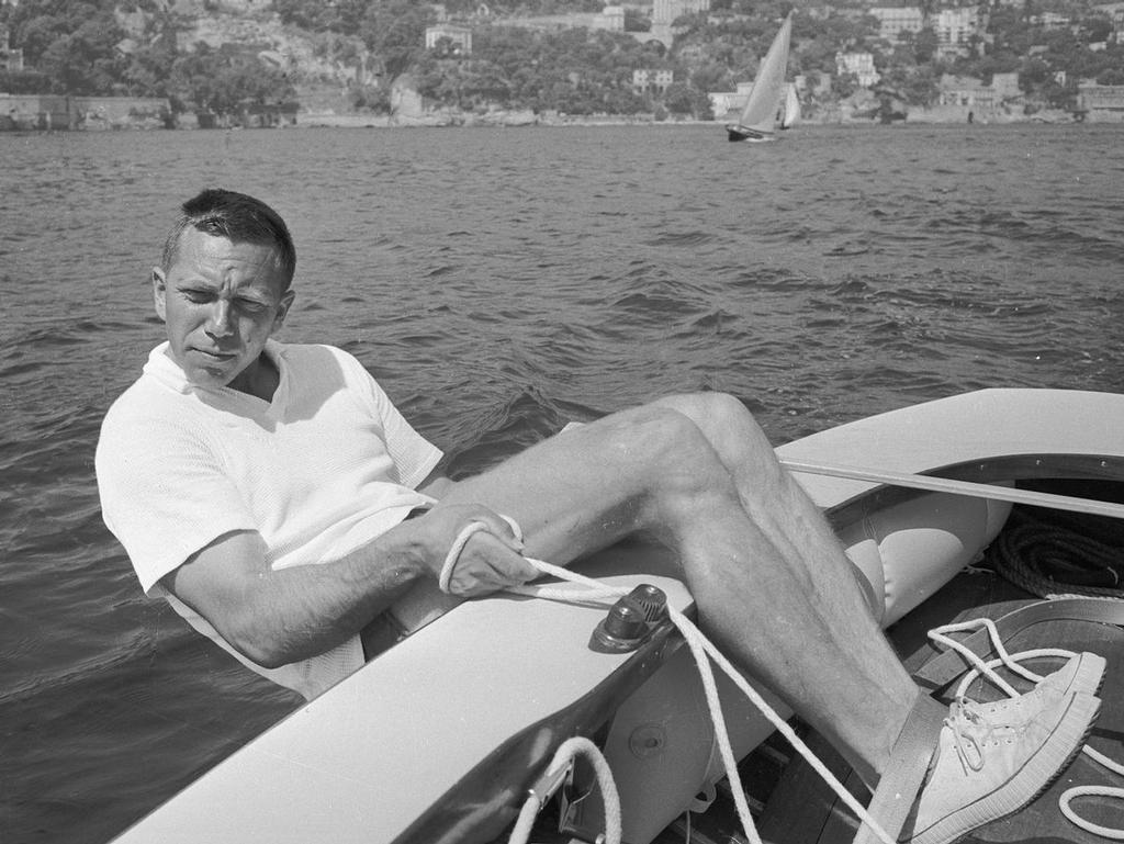 Paul Elvstrøm at the helm of his Finn in 1960. photo copyright SW taken at  and featuring the  class