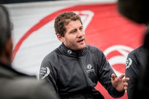 Charles Caudrelier and the team talk to media in Lisbon about the completion of the boat refit, the training schedule and crew selection - Volvo Ocean Race photo copyright Eloi Stichelbaut / Dongfeng Race Team taken at  and featuring the  class