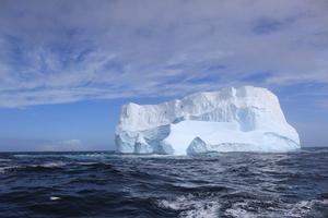 Icebergs close to the final resting place of the RMS Titanic - photo © John Konrad