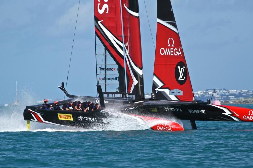 The cyclors get a taste of the Great Sound - race 5, Day 1 -America's Cup 2017, May 27, 2017 Great Sound Bermuda - photo © Richard Gladwell <a target=