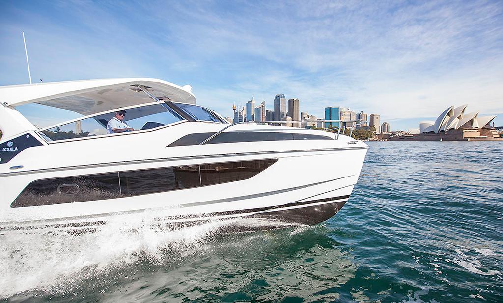 She is able to get you and your guests where you need to go quickly, safely, in comfort and dry. - Aquila 36 ©  John Curnow