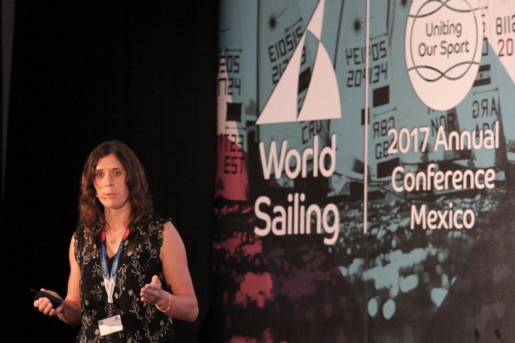 Jo Aleh - Two-time Olympic Medallist & 2013 Rolex World Sailor of the Year appears at World Sailing&rsquo;s Annual Conference photo copyright Daniel Smith / World Sailing taken at  and featuring the  class