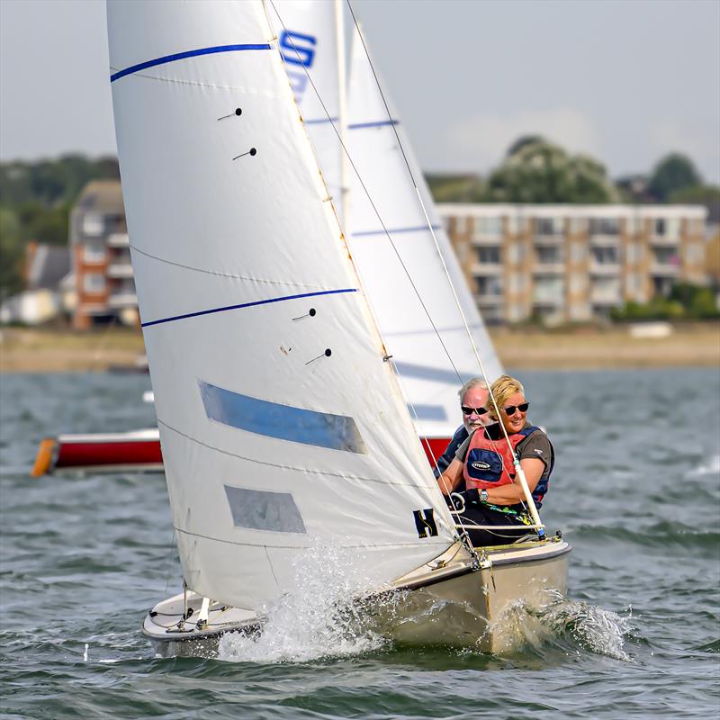 Wightstand (Paul Gray & Julia Batchelor) on Saturday during the Sandhopper Nationals at Thorpe Bay photo copyright David Maynard / www.alleycatphotographer.com taken at Thorpe Bay Yacht Club and featuring the Sandhopper class