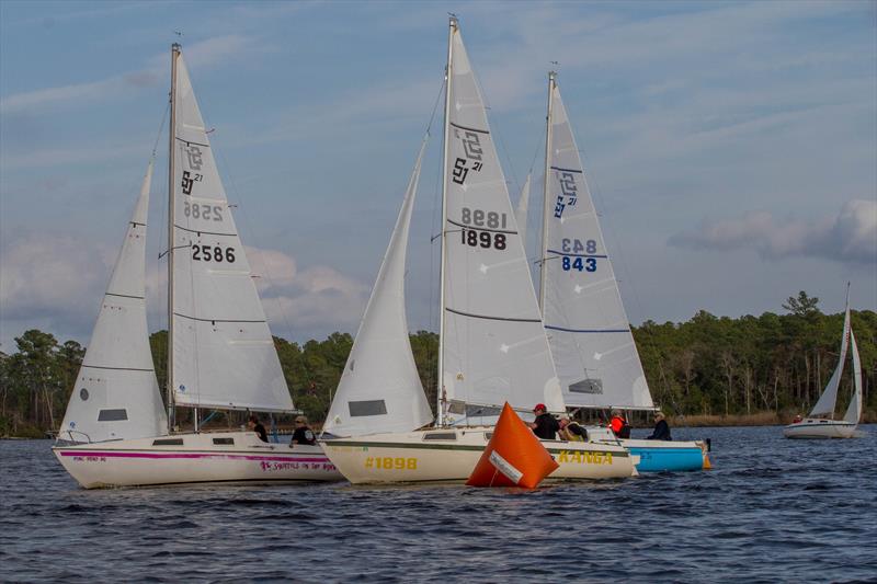 Racecourse action at the Blackbeard Sailing Club's annual Turkey Trot Regatta photo copyright the Blackbeard Sailing Club taken at Blackbeard Sailing Club and featuring the San Juan 21 class