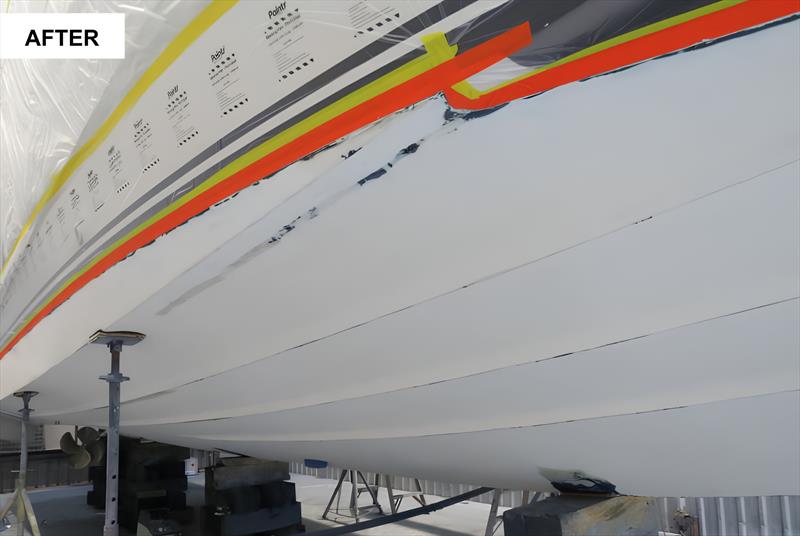 After: Over 12 layers of old antifouling paint stripped from a Princess 50 MK111 using AXE Antifoul Paint Remover-zero scraping, zero solvents, zero sandblasting, and zero hull damage photo copyright Scandinavian Marine taken at  and featuring the  class