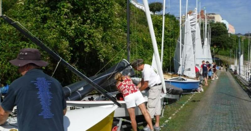 Rigging up for the Gul Scorpion Nationals at Tenby photo copyright Hannah Edge taken at Tenby Sailing Club and featuring the Scorpion class