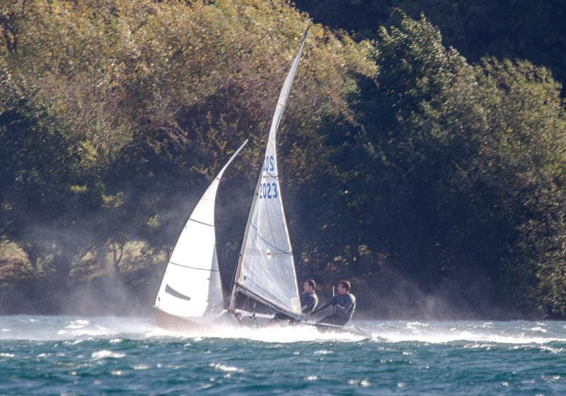 Tom Jeffecote and Tim Hartley at speed during the Scorpion Inlands at Notts County photo copyright David Eberlin taken at Notts County Sailing Club and featuring the Scorpion class