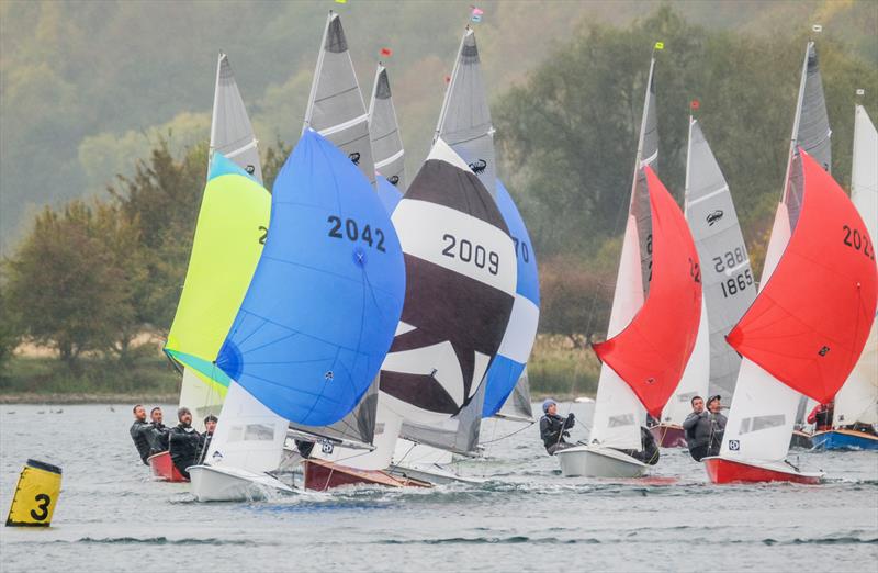 Andy McKee and Steve leading the fleet on Sunday during the Scorpion Inlands at Notts County photo copyright David Eberlin taken at Notts County Sailing Club and featuring the Scorpion class