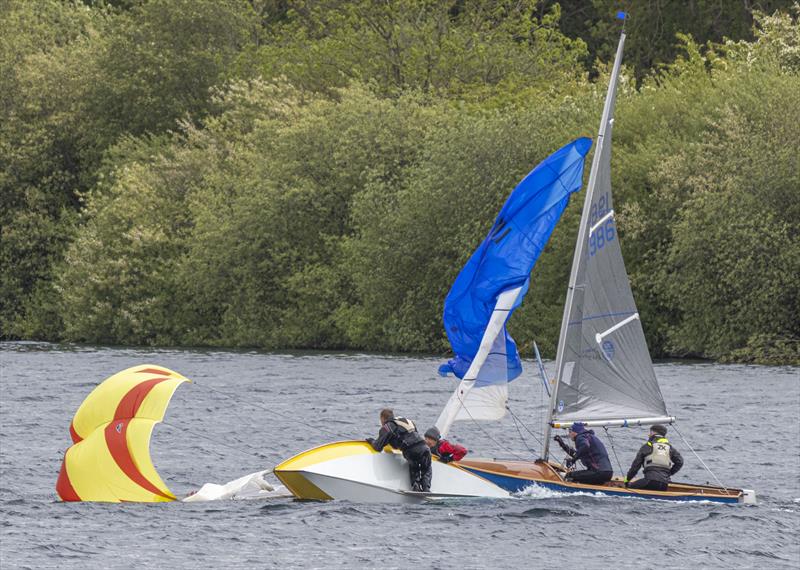 Spills on a reach during the Scorpion Inlands at Notts County photo copyright David Eberlin taken at Notts County Sailing Club and featuring the Scorpion class