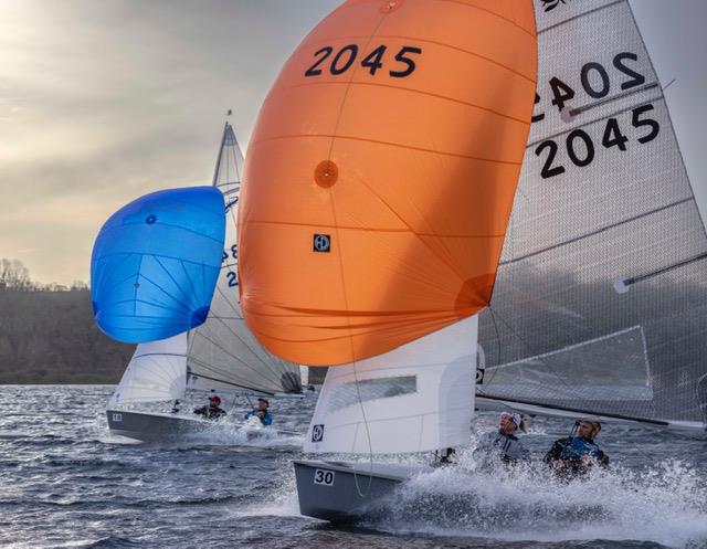 Scorpions, Pete and Rachel Gray in the foreground, during the Notts County First of Year Race 2022 photo copyright David Eberlin taken at Notts County Sailing Club and featuring the Scorpion class