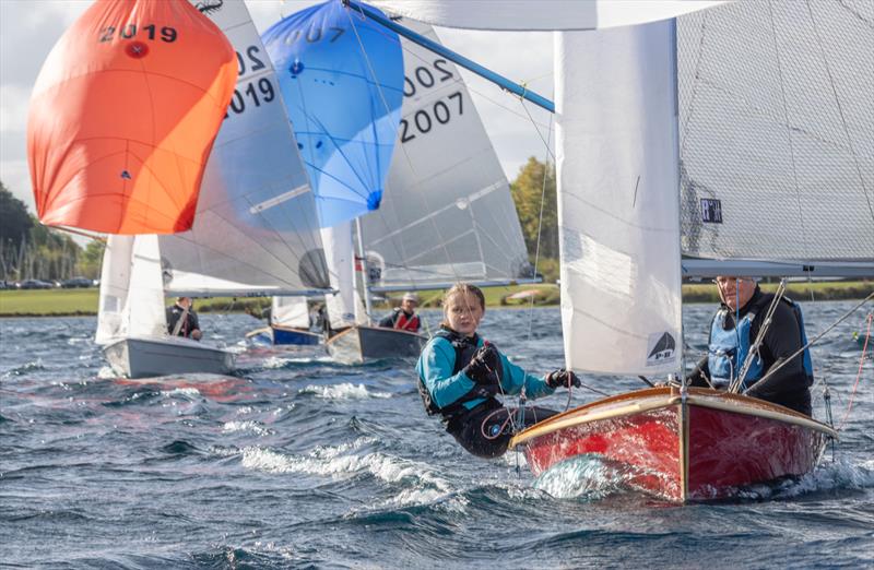 Sam Mason with father Richard on her way to the junior prize at the Notts County Scorpion Open photo copyright David Eberlin taken at Notts County Sailing Club and featuring the Scorpion class