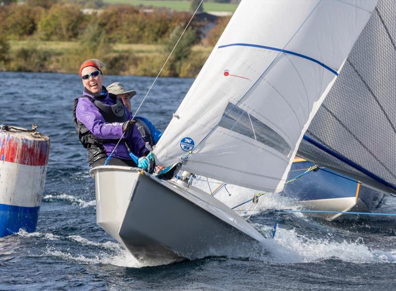 Jo Ridell enjoying the Notts County Scorpion Open photo copyright David Eberlin taken at Notts County Sailing Club and featuring the Scorpion class
