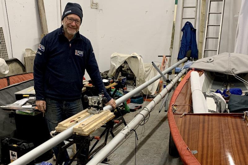 Mark Rushall builds a new mast - photo © Scorpion class