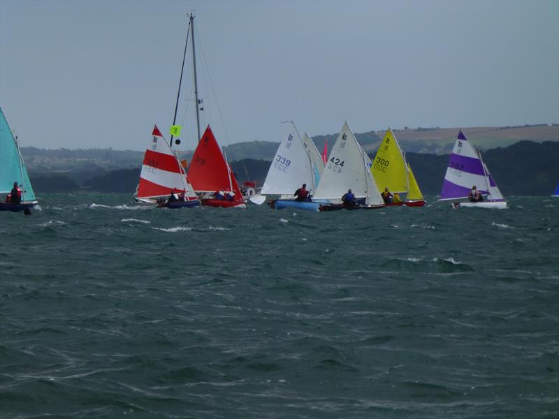 Double Handers start at the Lymington River Scow Nationals photo copyright Sylvia Pepin taken at Lymington Town Sailing Club and featuring the Scow class