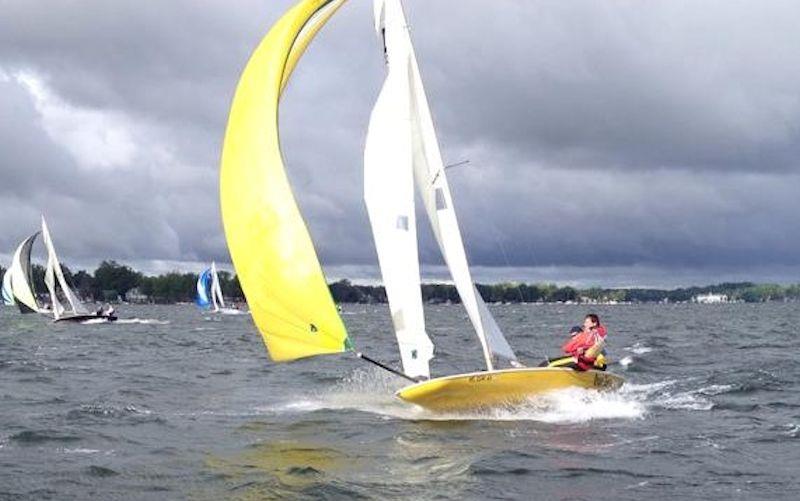 The all-American I Class Scow shows all the modern touches: tunnel hull, asymmetric spinnaker and a high tech hull - photo © Windward Boat Works
