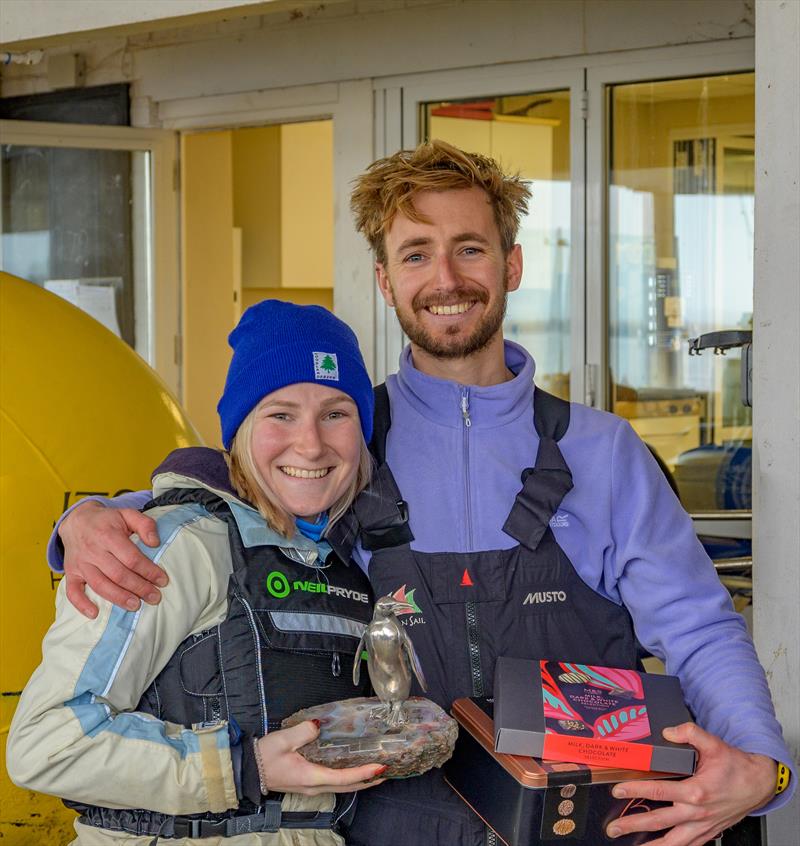 Nik and Hannah Froud win the Royal Lymington Penguin Trophy 2021 photo copyright Paul French taken at Royal Lymington Yacht Club and featuring the Scow class
