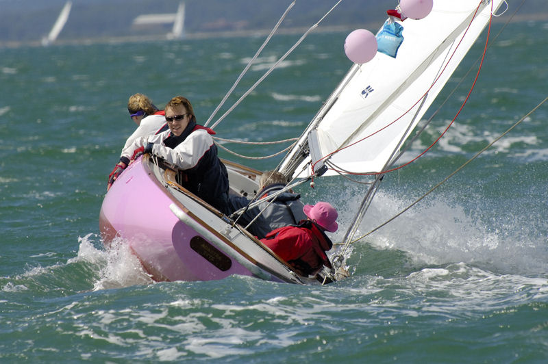Close tacking up the green on day two of Skandia Cowes Week photo copyright Steve Arkley / www.sailshots.co.uk taken at  and featuring the Seaview Mermaid class
