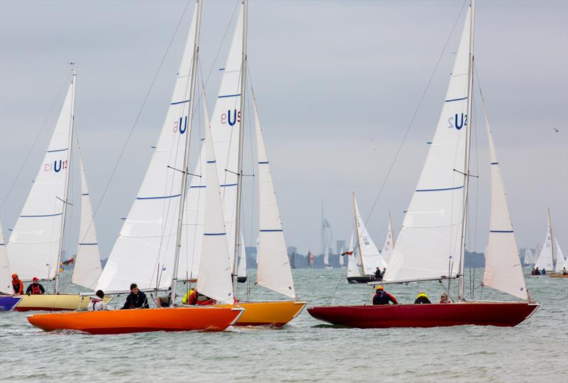 Seaview Mermaid fleet on Day 2 of Cowes Week 2025 photo copyright Martin Augustus / www.sailingimages.co.uk taken at Cowes Combined Clubs and featuring the Seaview Mermaid class