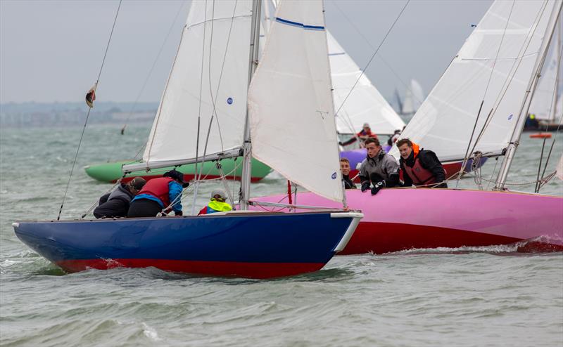 Seaview Mermaid fleet on Day 2 of Cowes Week 2025 photo copyright Martin Augustus / www.sailingimages.co.uk taken at Cowes Combined Clubs and featuring the Seaview Mermaid class