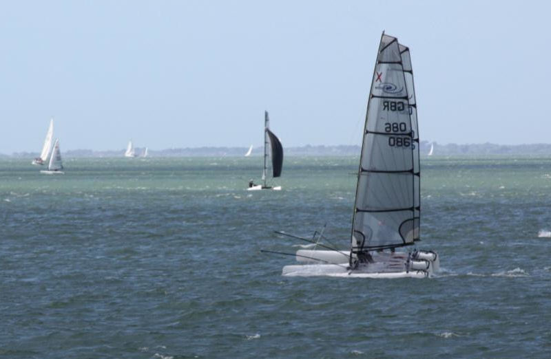 Robin Leather and Paul Tanner fight it out in last race of the Shadow TT at Gurnard photo copyright Patrick Balcaen taken at Gurnard Sailing Club and featuring the Shadow class