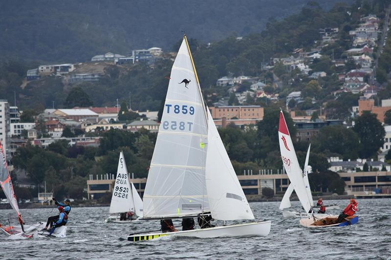 Iconic Sharpies added to the spectacle of high performance dinghy racing during the Crown Series Bellerive Regatta - photo © Jane Austin