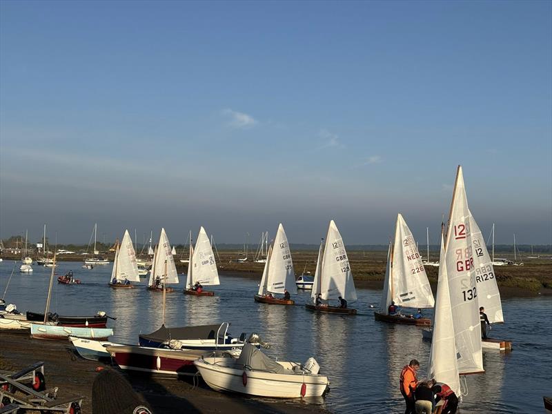 RIB towing out during the 12sqM Sharpie British Nationals at Wells photo copyright James Case taken at Wells Sailing Club and featuring the Sharpie class