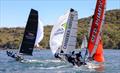 Manly 16 Club Championship Heat 3 - Canbera Airport in the mix (Archiie Crople, Tom Cuich & Fynn Twomey) © Michael Chittenden SailMedia
