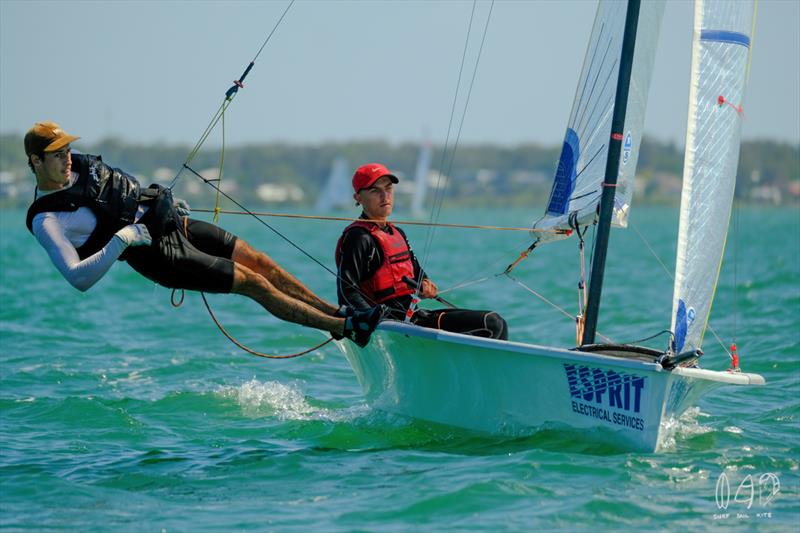 Local boat Esprit took out race 2 after a close fight with Bartley Construction photo copyright Mitchell Pearson / SurfSailKite taken at Darling Point Sailing Squadron and featuring the 16ft Skiff class