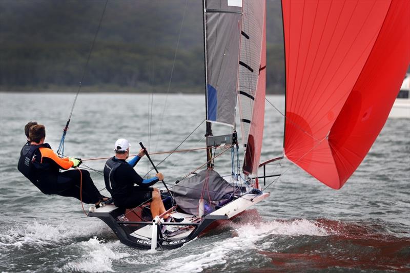 Newcastle Financial Planning Group - Australian 16ft and 13ft Skiff Championships, day 4 photo copyright Mark Rothfield taken at Port Stephens Yacht Club and featuring the 16ft Skiff class