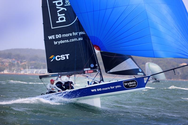 Brydens Lawyers - Day 5, Australian 16ft and 13ft Skiff Championships 2020 photo copyright Mark Rothfield taken at Port Stephens Sailing and Aquatic Club and featuring the 16ft Skiff class