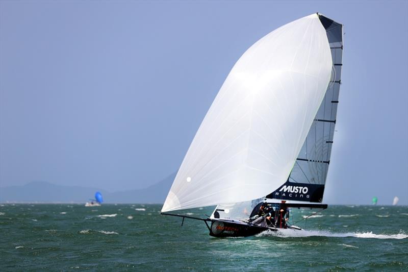 Sutech Musto Racing - Day 5, Australian 16ft and 13ft Skiff Championships 2020 photo copyright Mark Rothfield taken at Port Stephens Sailing and Aquatic Club and featuring the 16ft Skiff class