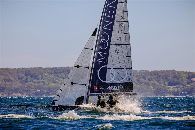 Moonen - Red Pumps 16ft Skiff Australian Championships 2021-22, Day 1 photo copyright Michael Chittenden taken at Belmont 16ft Sailing Club and featuring the 16ft Skiff class