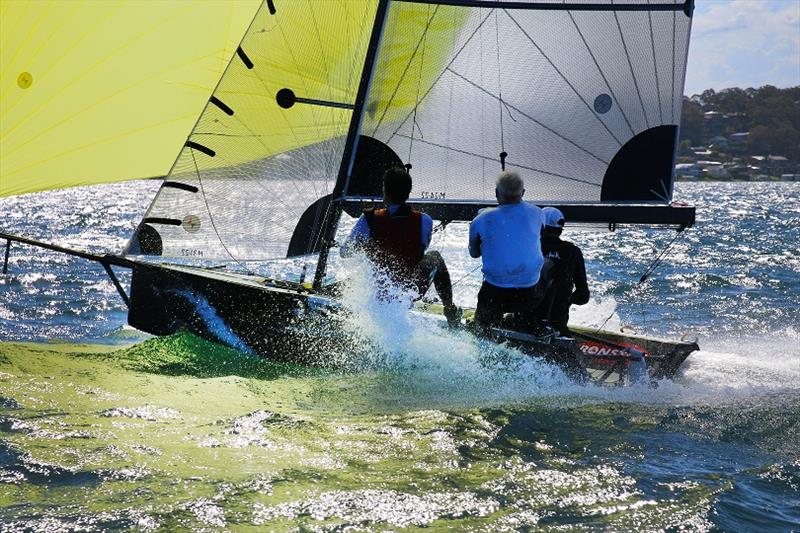 Ronstan - Red Pumps 16ft Skiff Australian Championships 2021-22, Day 1 photo copyright Mark Rothfield taken at Belmont 16ft Sailing Club and featuring the 16ft Skiff class