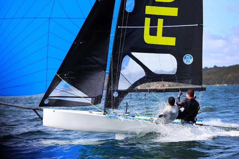 Fluid - Red Pumps 16ft Skiff Australian Championships 2021-22 photo copyright Mark Rothfield taken at Belmont 16ft Sailing Club and featuring the 16ft Skiff class