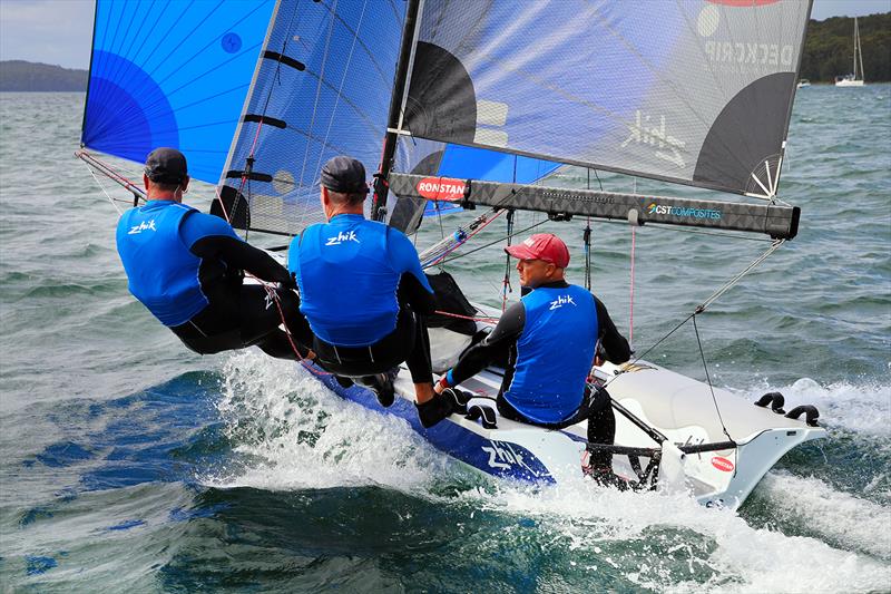 Brydens on day 3 of the Red Pumps 16ft Skiff Australian Championships 2021-22 photo copyright Mark Rothfield taken at Belmont 16ft Sailing Club and featuring the 16ft Skiff class