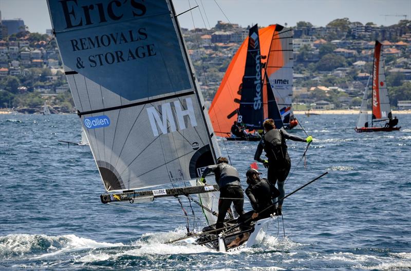 Eric's Storage on day 5 of the 2023 Australian 16ft Championships photo copyright SailMedia taken at Manly 16ft Skiff Sailing Club and featuring the 16ft Skiff class