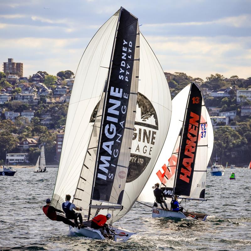 Winner 16'Skiff Nathan Wilmot, and winner 13'Skiff Heidi Bates photo copyright Sail Media taken at Manly 16ft Skiff Sailing Club and featuring the 16ft Skiff class